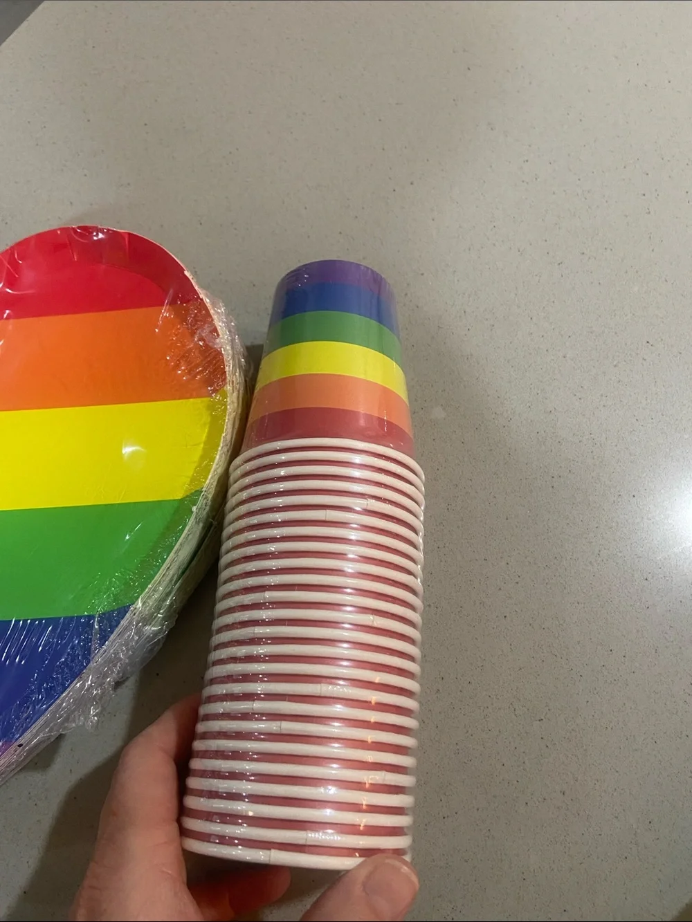 Rainbow Pride Paper Party Set - Multicolor Cups, Plates, Napkins & Cutlery